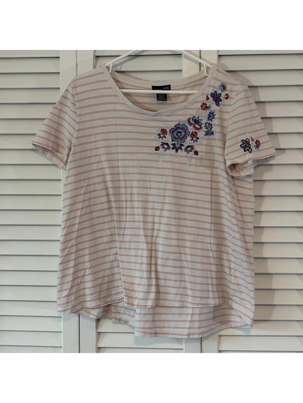 Women's Oversized Striped Floral patch Blouse M